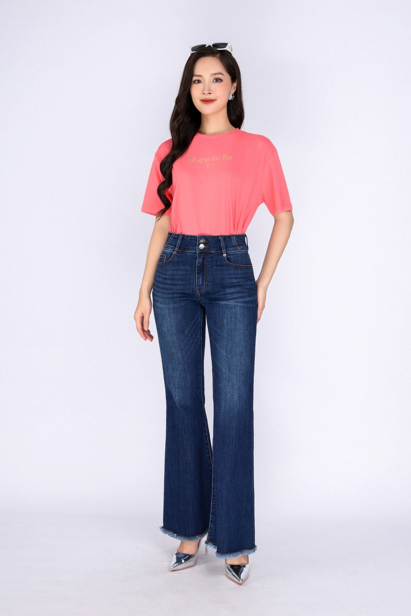 FAT3385 - Áo thun dạo phố vải cotton dáng suông cổ tròn thân phối hình in trang trí - PANTIO