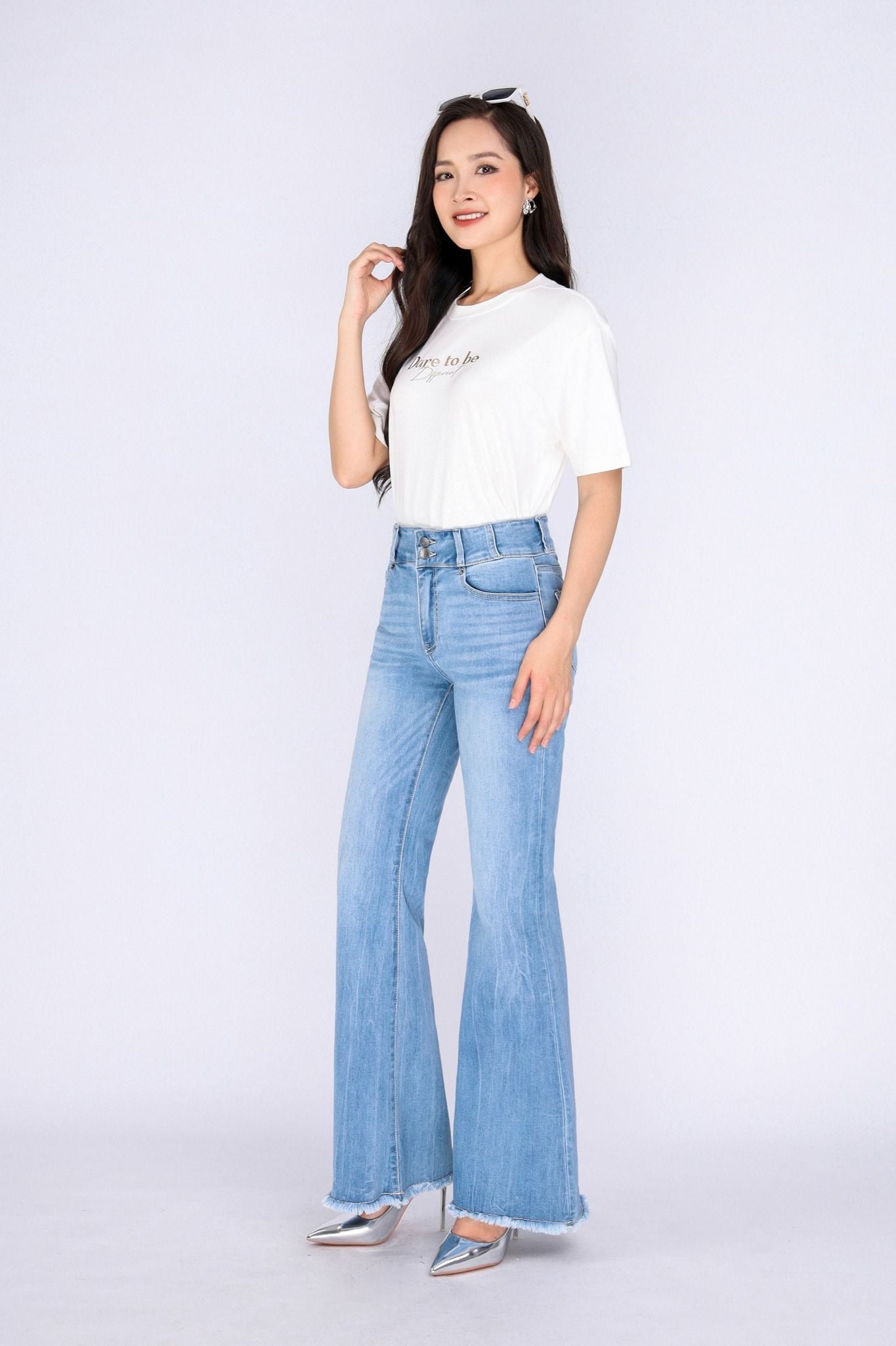 FAT3385 - Áo thun dạo phố vải cotton dáng suông cổ tròn thân phối hình in trang trí - PANTIO