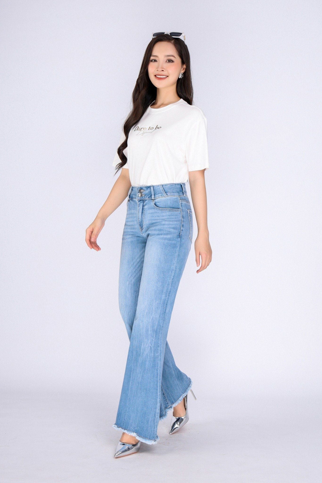 FAT3385 - Áo thun dạo phố vải cotton dáng suông cổ tròn thân phối hình in trang trí - PANTIO