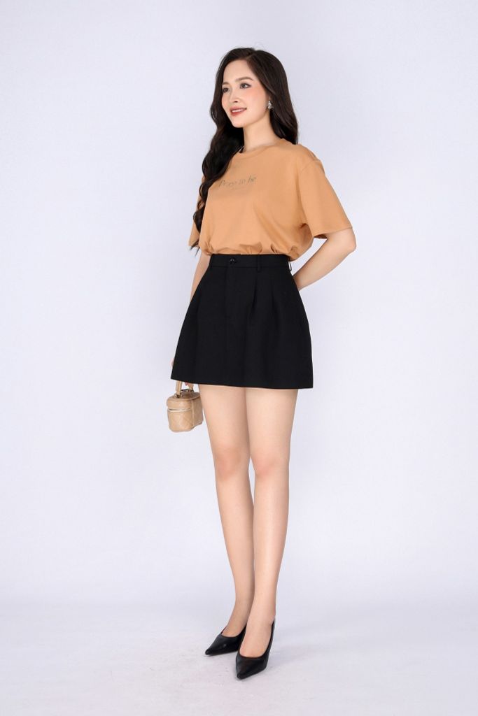 FAT3385 - Áo thun dạo phố vải cotton dáng suông cổ tròn thân phối hình in trang trí - PANTIO