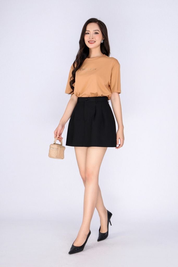 FQN3353 - Quần công sở vải tuytsi dáng suông ống rộng thân trước phối vạt giả váy khoá thân sau - PANTIO