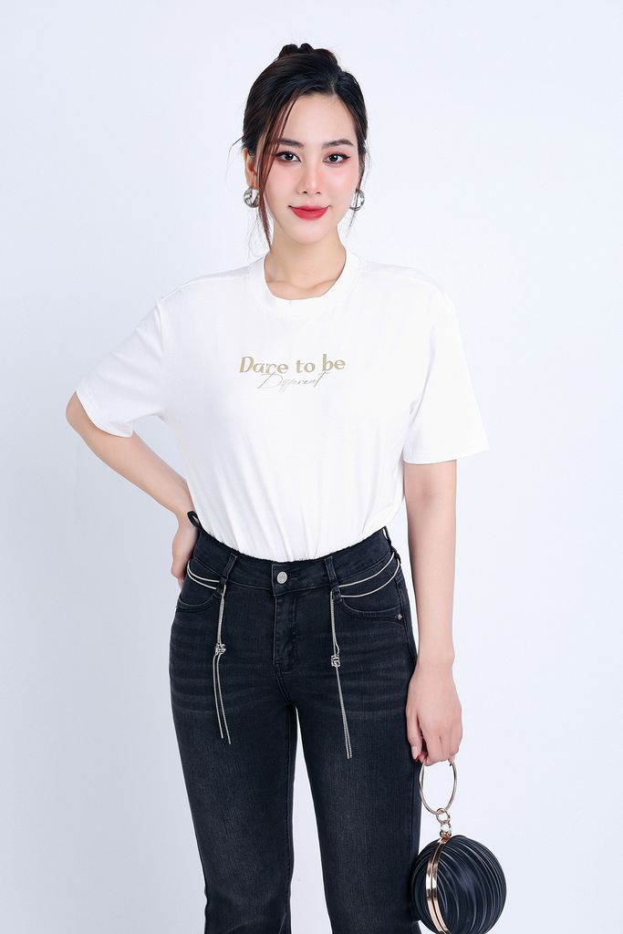 FQB160 - Quần Jean cao cấp vải Denim dáng loe ống vẩy kèm dây xích tạo kiểu - PANTIO