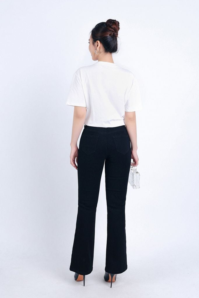 FQB174 - Quần Jean cao cấp vải Denim dáng loe ống vẩy kèm dây vải tạo kiểu - PANTIO