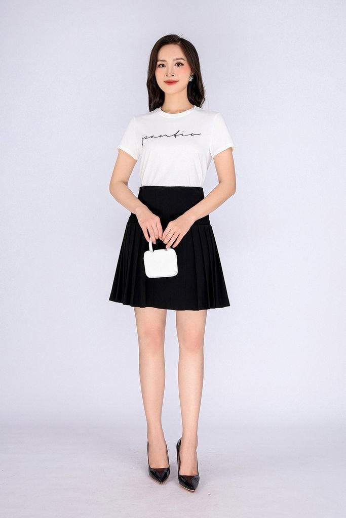 FAT3386 - Áo thun dạo phố vải cotton dáng suông cổ tròn thân phối hình in trang trí - PANTIO
