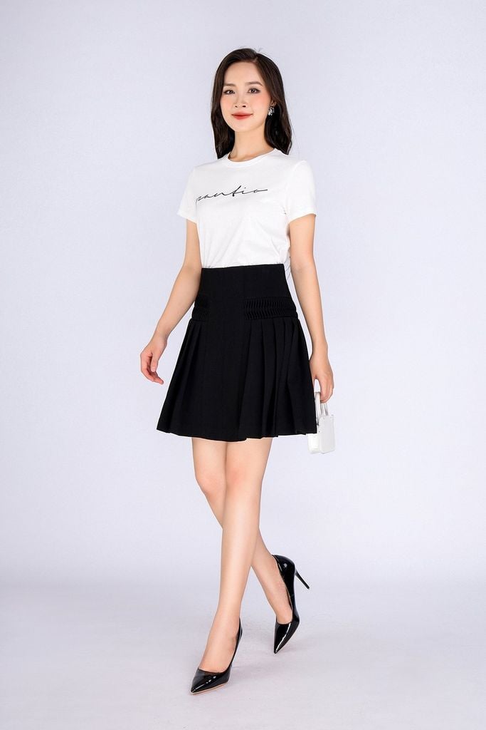 FAT3386 - Áo thun dạo phố vải cotton dáng suông cổ tròn thân phối hình in trang trí - PANTIO