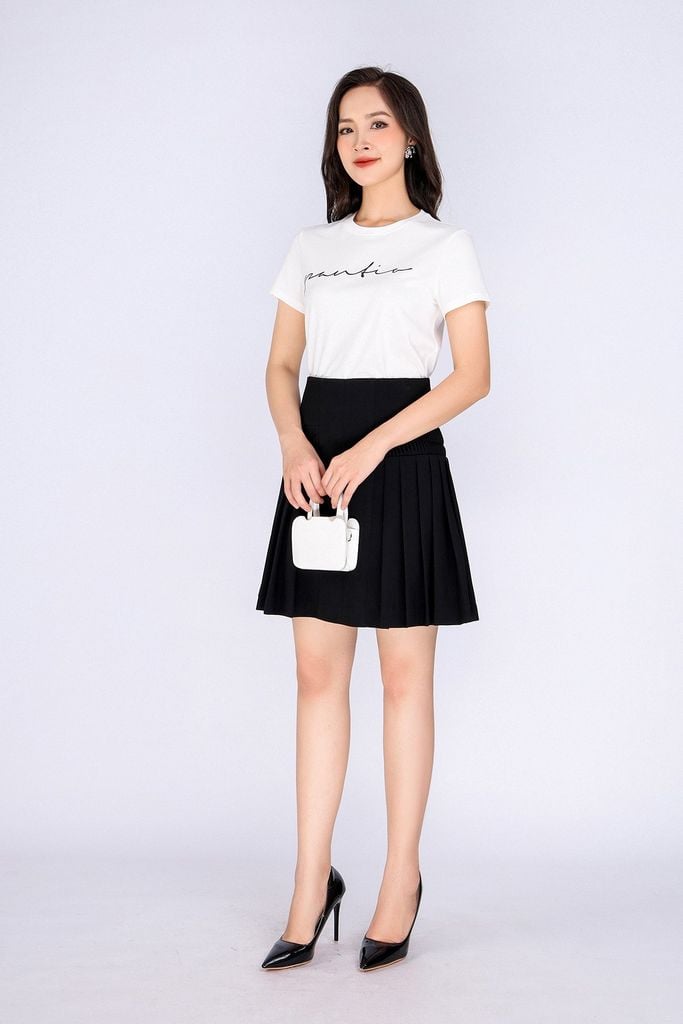 FAT3386 - Áo thun dạo phố vải cotton dáng suông cổ tròn thân phối hình in trang trí - PANTIO