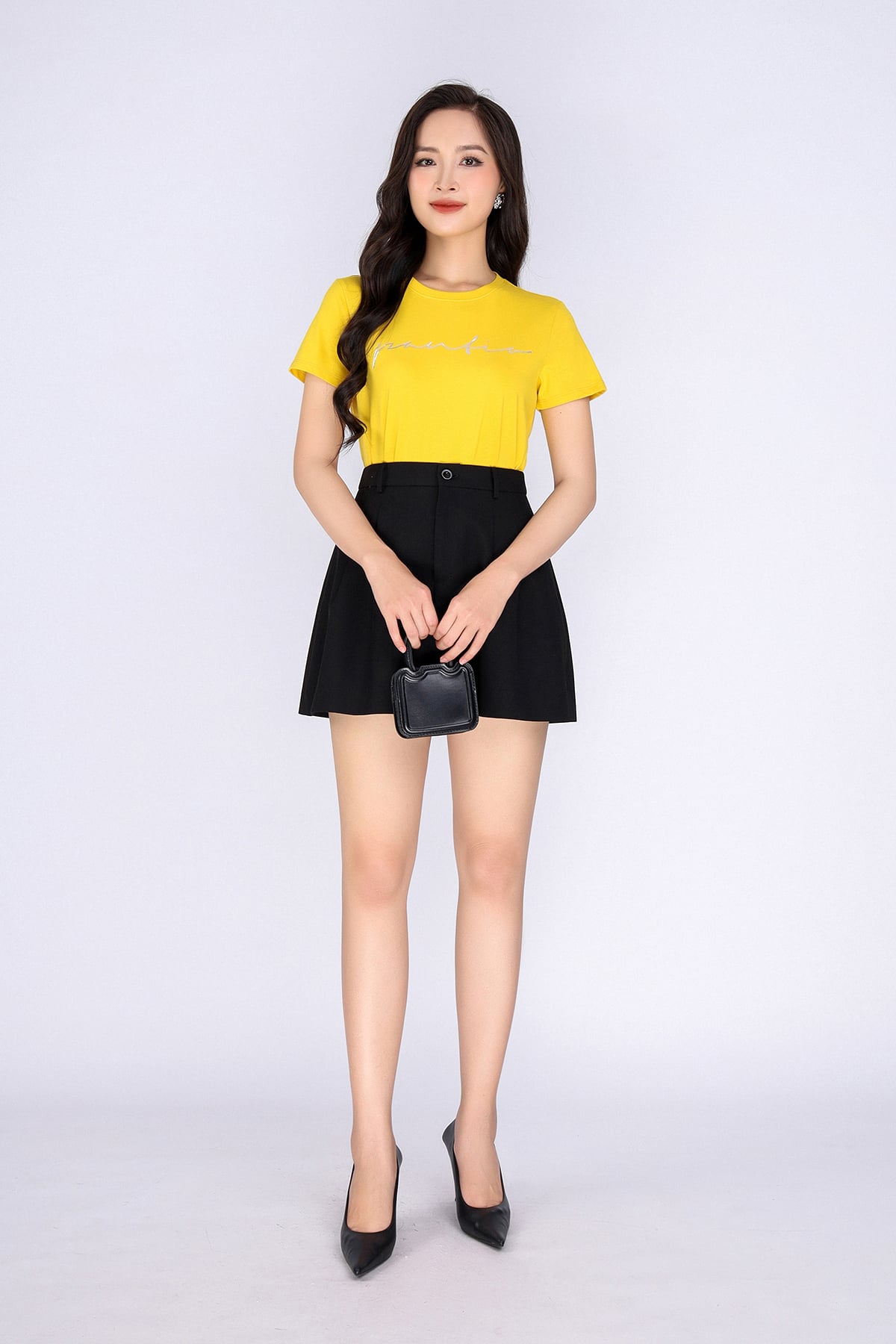 FAT3386 - Áo thun dạo phố vải cotton dáng suông cổ tròn thân phối hình in trang trí - PANTIO