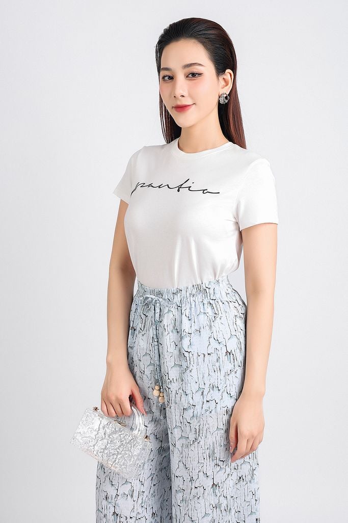 FQD31117 - Quần dạo phố vải lụa xốp dáng suông dài cạp chun thắt nơ tạo kiểu - PANTIO
