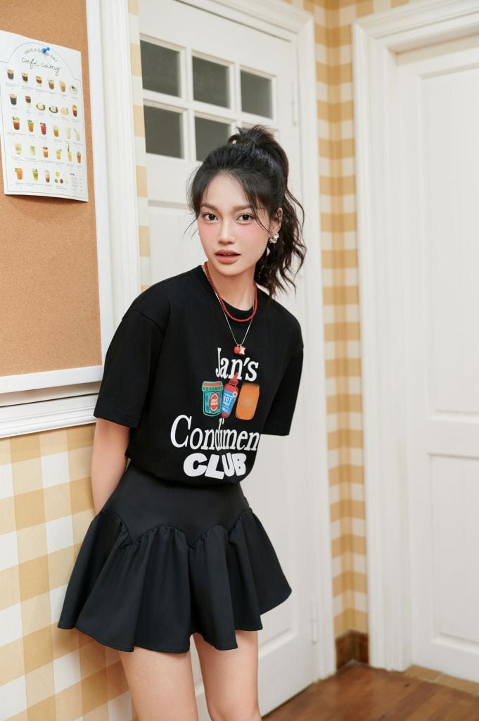 FAT3491 - Áo thun cotton cao cấp dáng suông rộng cổ tròn thân áo in hoạ tiết thời trang - JAN.