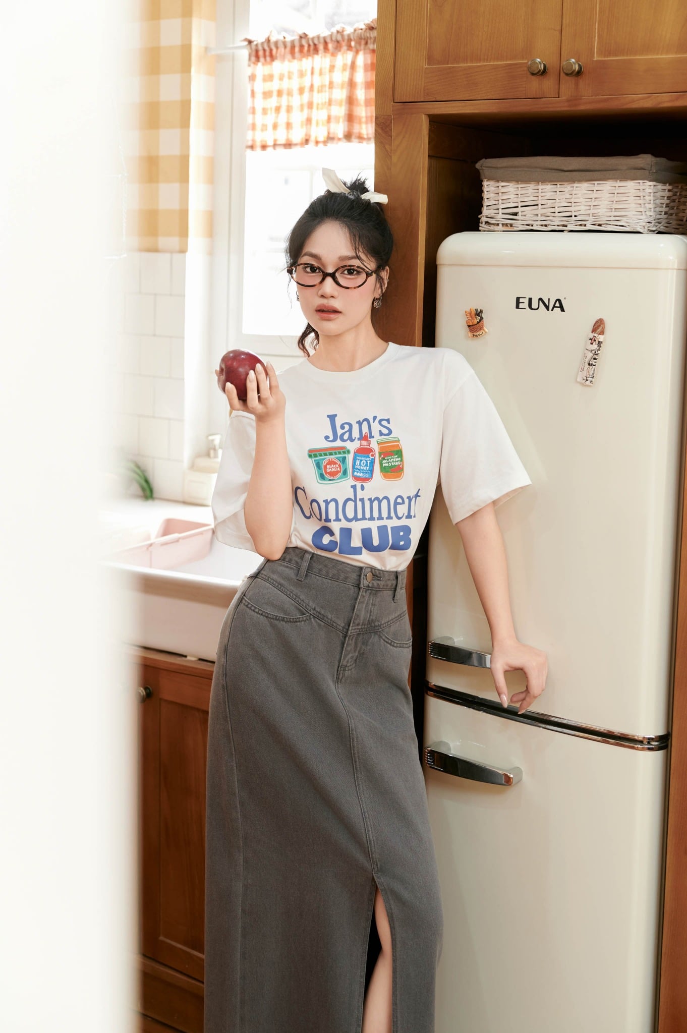 FJD51305 - Chân váy bò cao cấp dáng suông A xẻ tà trước thời trang - JAN.