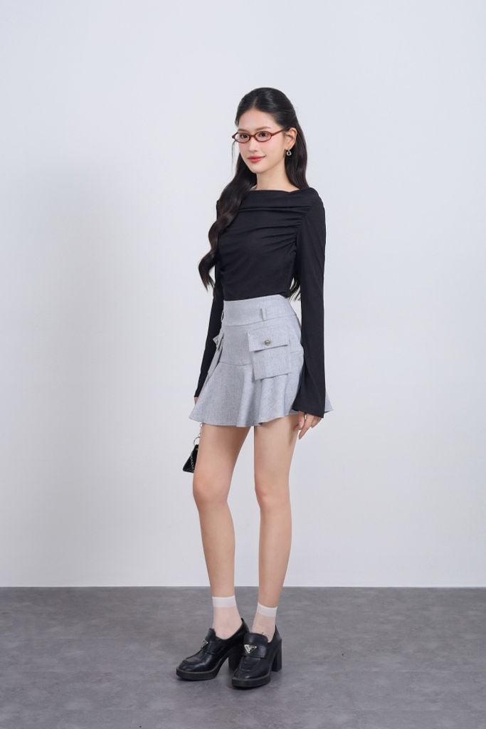 FAT3492 - Áo thun vải len cao cấp dáng ôm cổ thuyền tay dài thời trang - JAN.