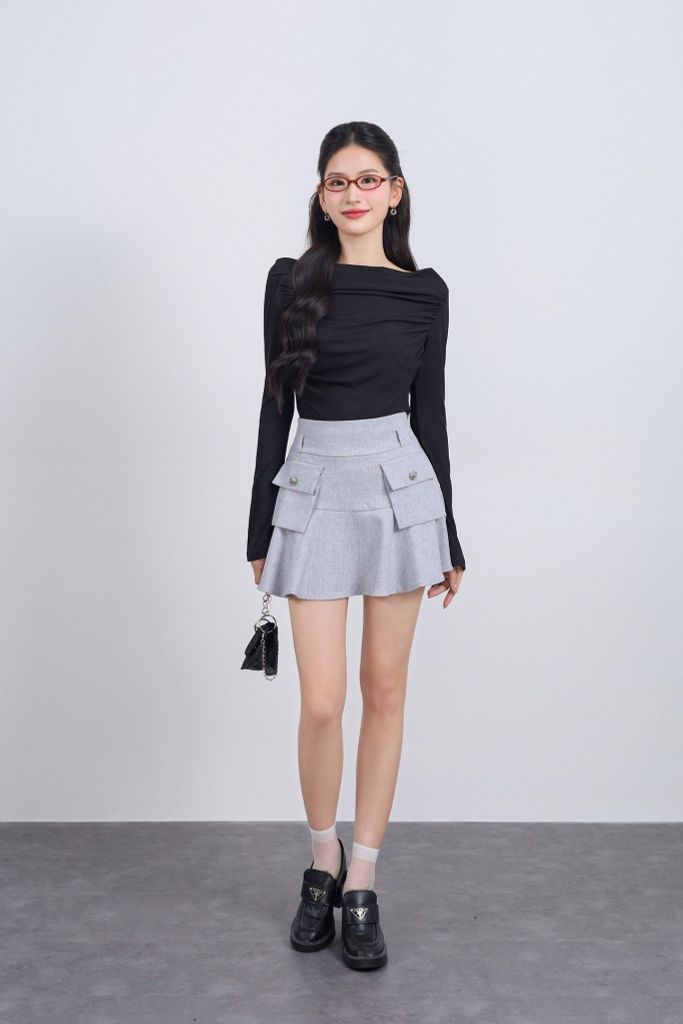 FAT3492 - Áo thun vải len cao cấp dáng ôm cổ thuyền tay dài thời trang - JAN.