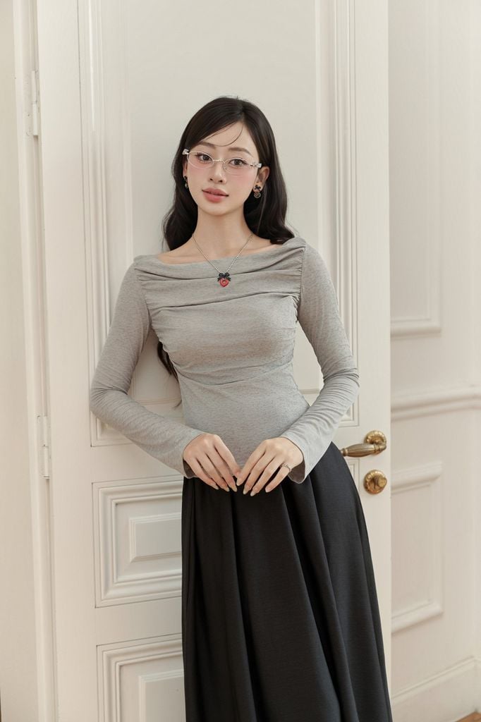 FJD31348 - Chân váy dài vải tơ dáng bí thời trang khoá thân sau - JAN.