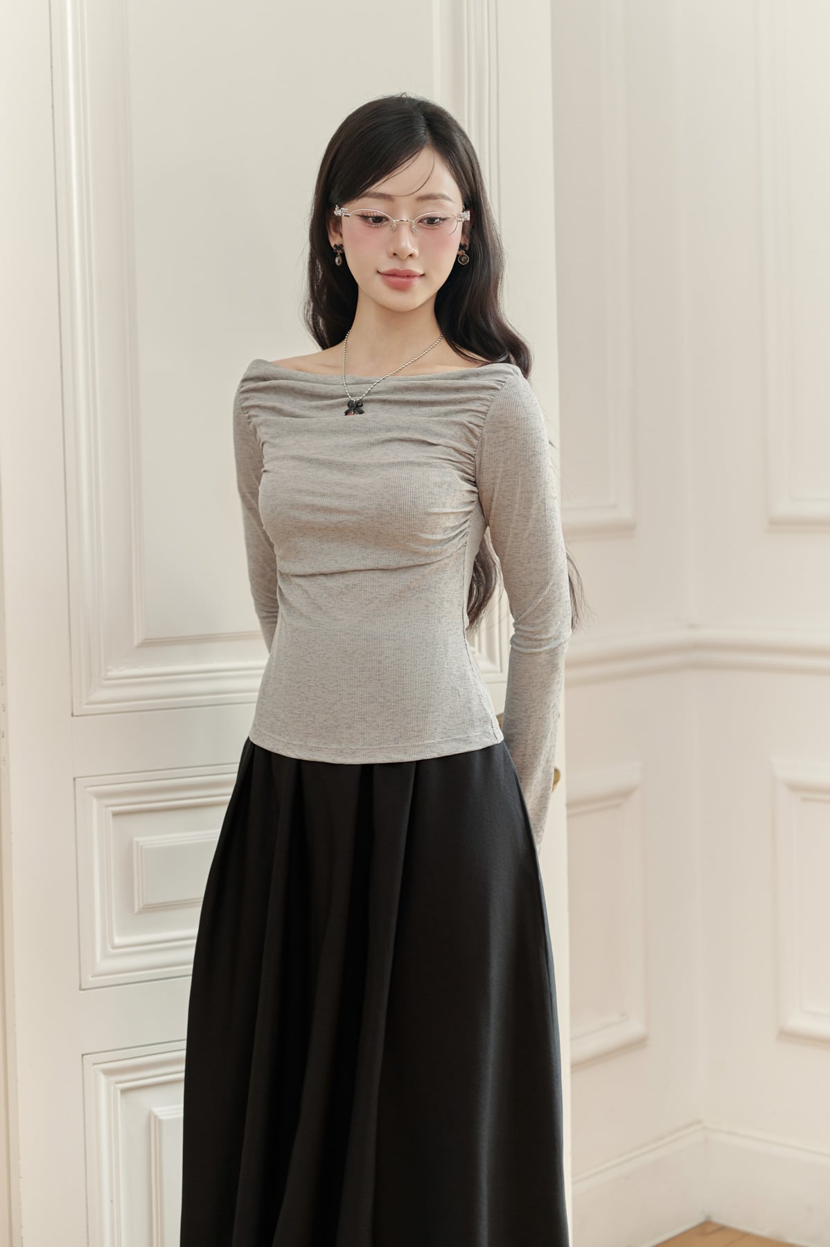 FAT3492 - Áo thun vải len cao cấp dáng ôm cổ thuyền tay dài thời trang - JAN.