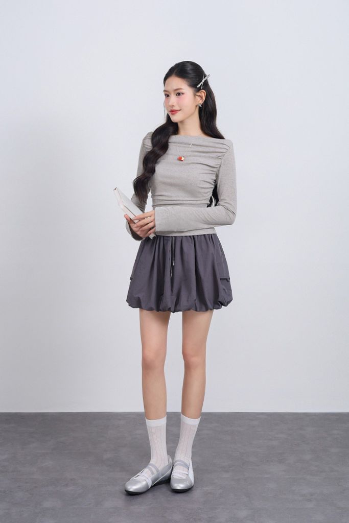 FJN3718 - Chân váy ngắn vải gió dáng bí cạp chun co giãn - JAN.