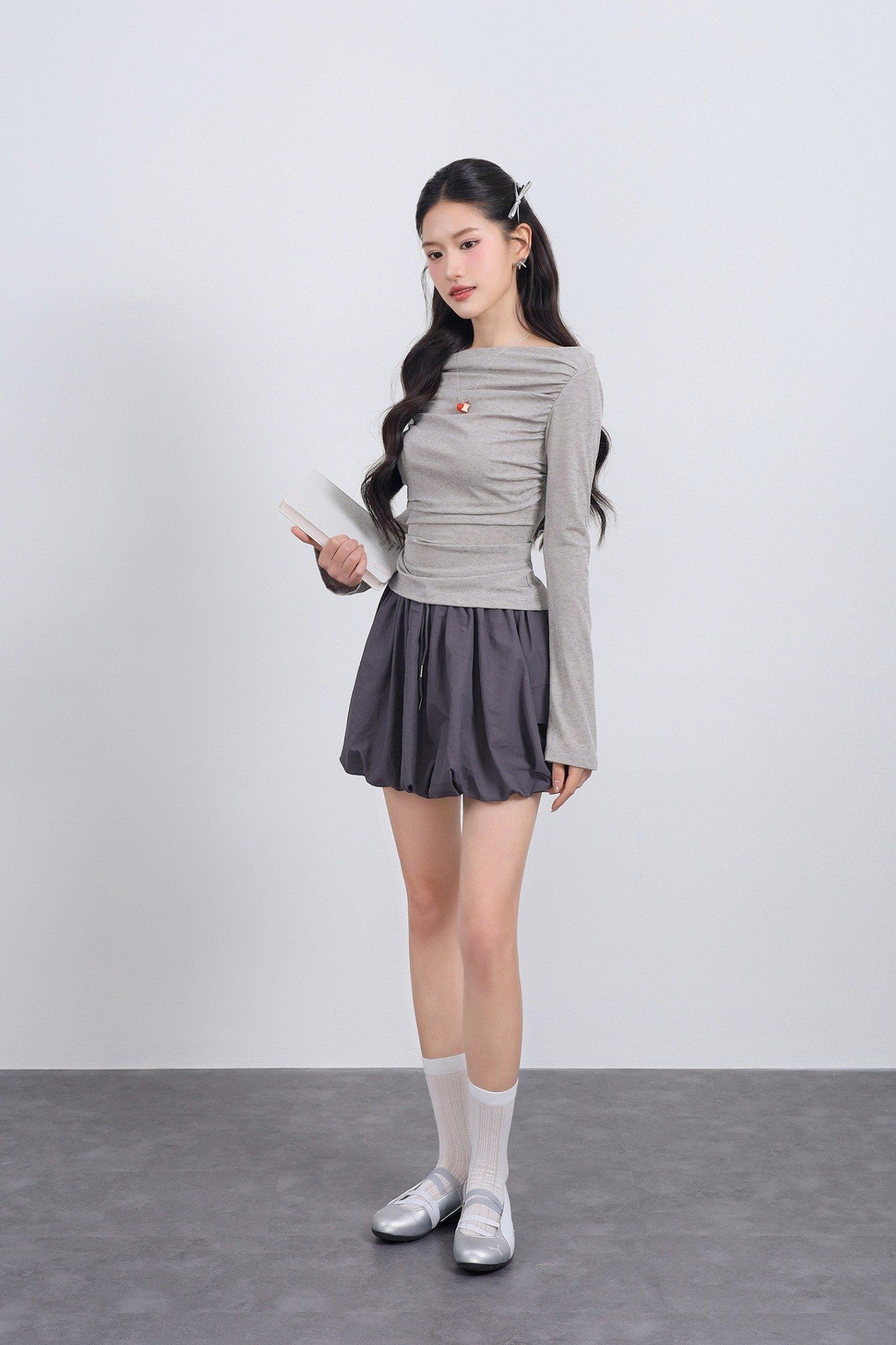 FJN3718 - Chân váy ngắn vải gió dáng bí cạp chun co giãn - JAN.