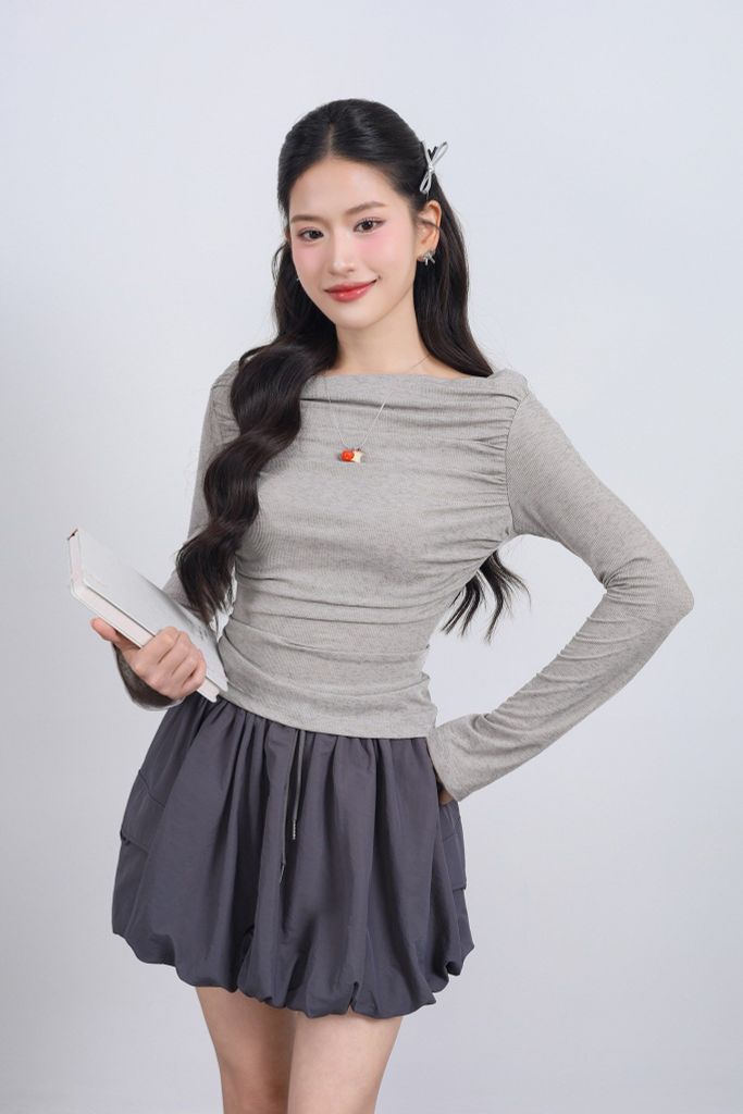 FAT3492 - Áo thun vải len cao cấp dáng ôm cổ thuyền tay dài thời trang - JAN.