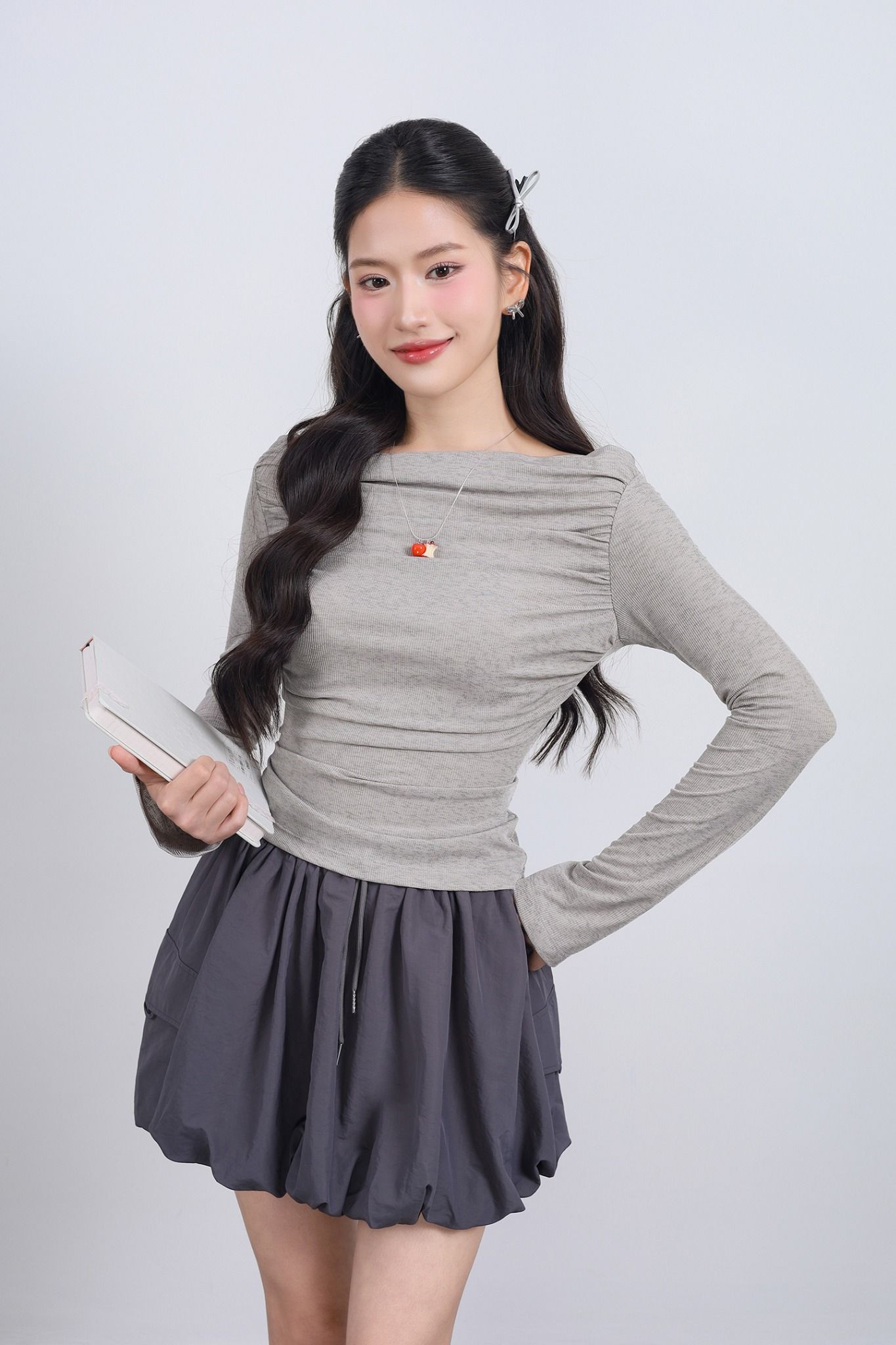 FAT3492 - Áo thun vải len cao cấp dáng ôm cổ thuyền tay dài thời trang - JAN.