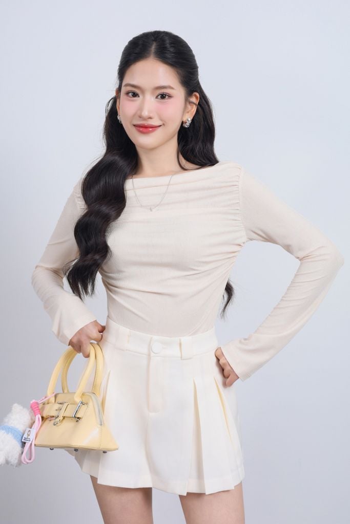 FAT3492 - Áo thun vải len cao cấp dáng ôm cổ thuyền tay dài thời trang - JAN.