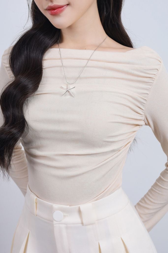 FAT3492 - Áo thun vải len cao cấp dáng ôm cổ thuyền tay dài thời trang - JAN.