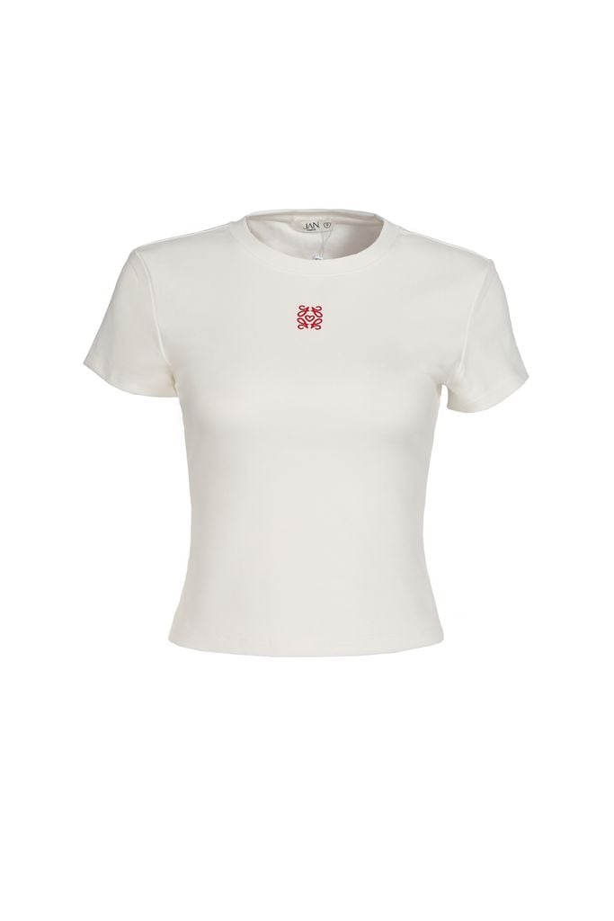 FAT3495 - Áo thun cotton cao cấp dáng ôm cổ tròn ngực áo hoạ tiết thời trang - JAN.