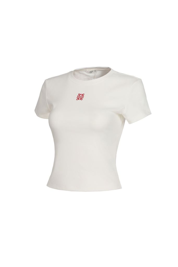 FAT3495 - Áo thun cotton cao cấp dáng ôm cổ tròn ngực áo hoạ tiết thời trang - JAN.