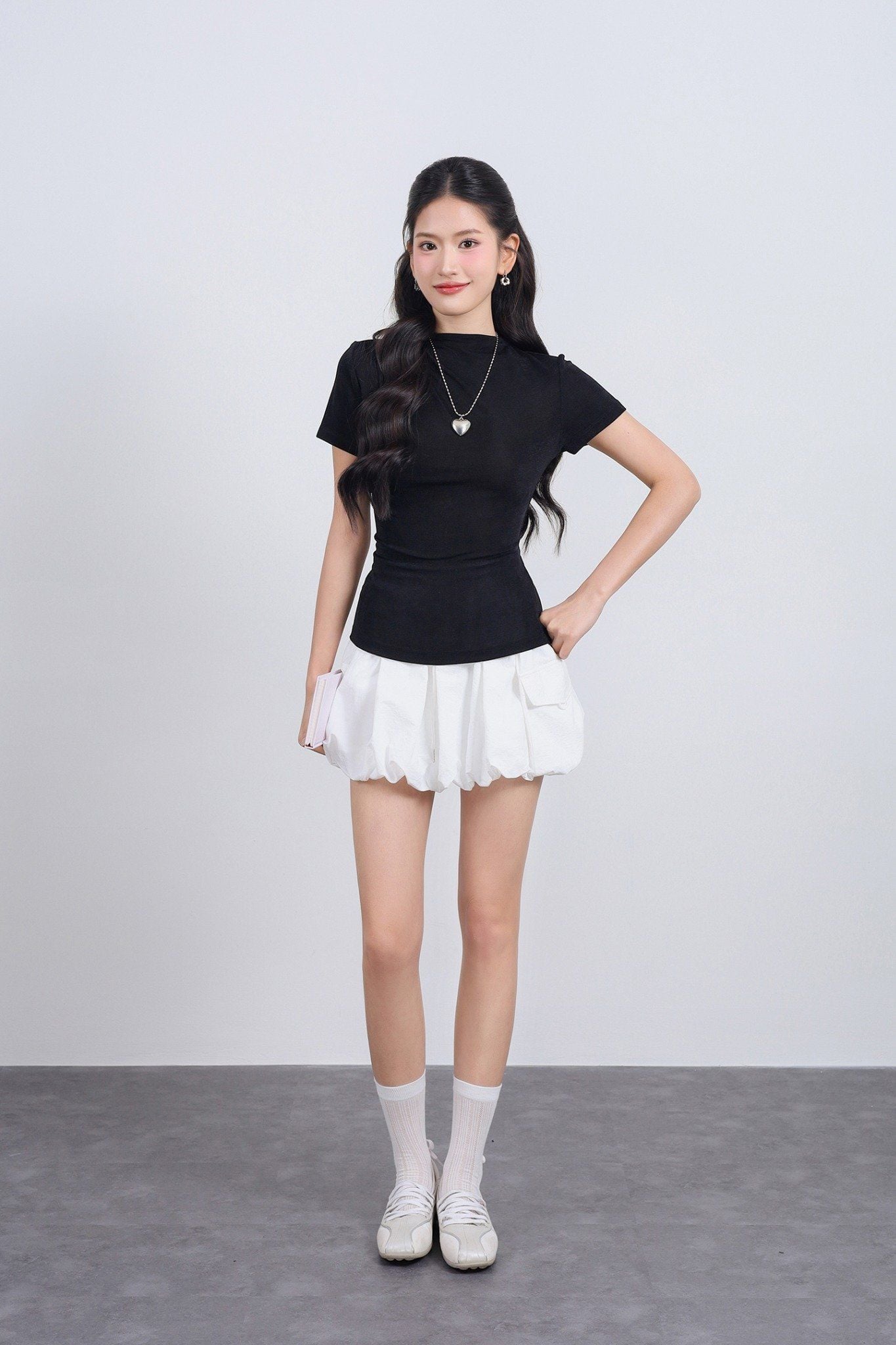 FJN3718 - Chân váy ngắn vải gió dáng bí cạp chun co giãn - JAN.