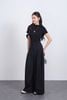 FQD51168 - Quần dài công sở vải tuyp xy dáng suông ống rộng phối ly bung tạo xoè kèm dây đai thắt eo - JAN.
