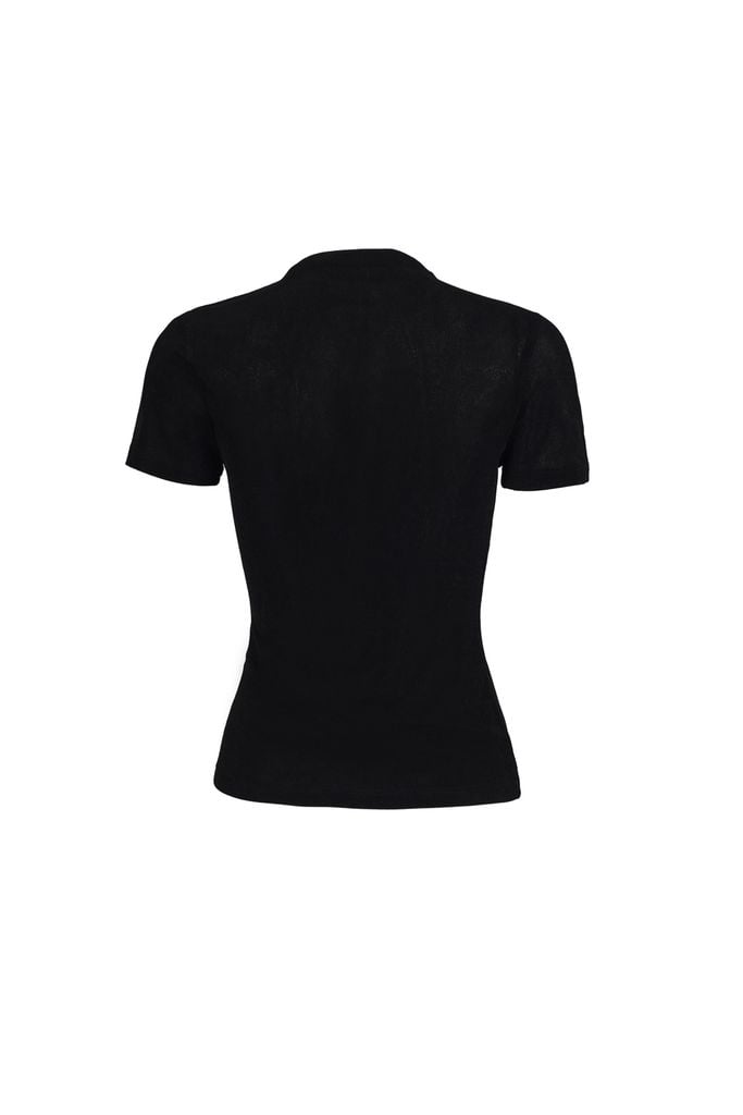 FAT3742 - Áo thun cao cấp vải len co giãn dáng ôm cổ cao vai nhún tạo kiểu - JAN.