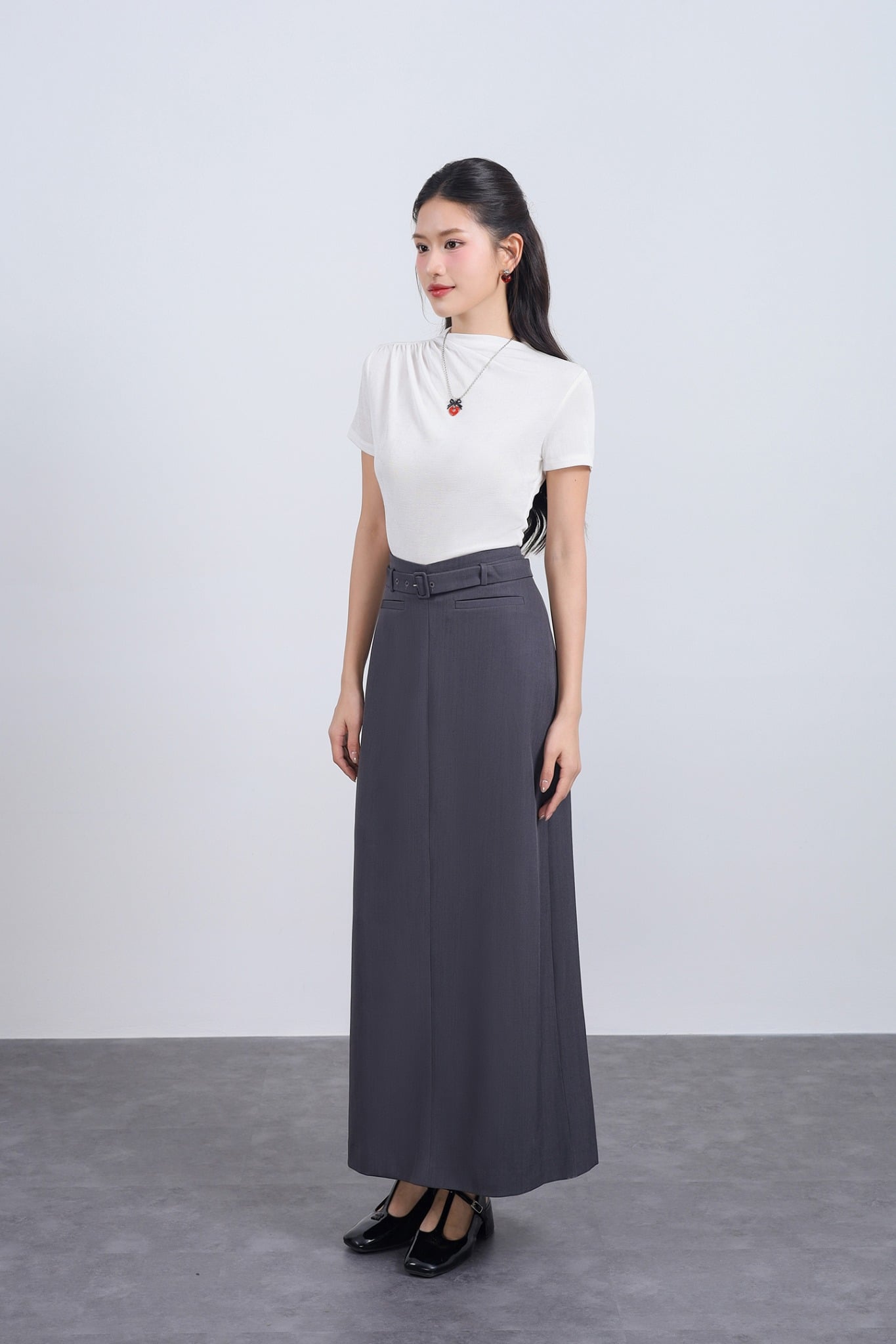 FJD51293 - tylekeo88ax dài vải thô dáng suông cạp phối dây lưng tạo kiểu khoá thân sau - JAN.
