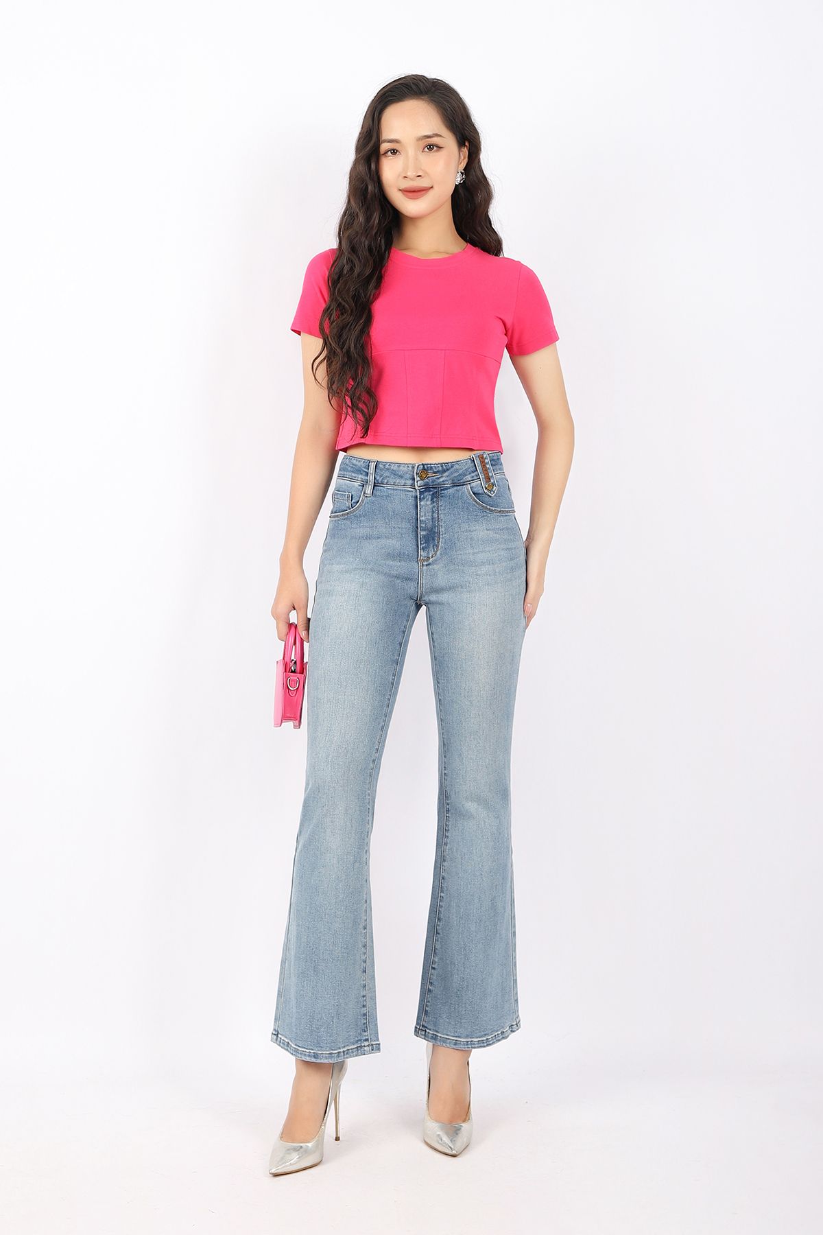 FAT5322 - Áo thun dạo phố vải cotton dáng croptop cổ tròn trần chỉ tạo kiểu - PANTIO