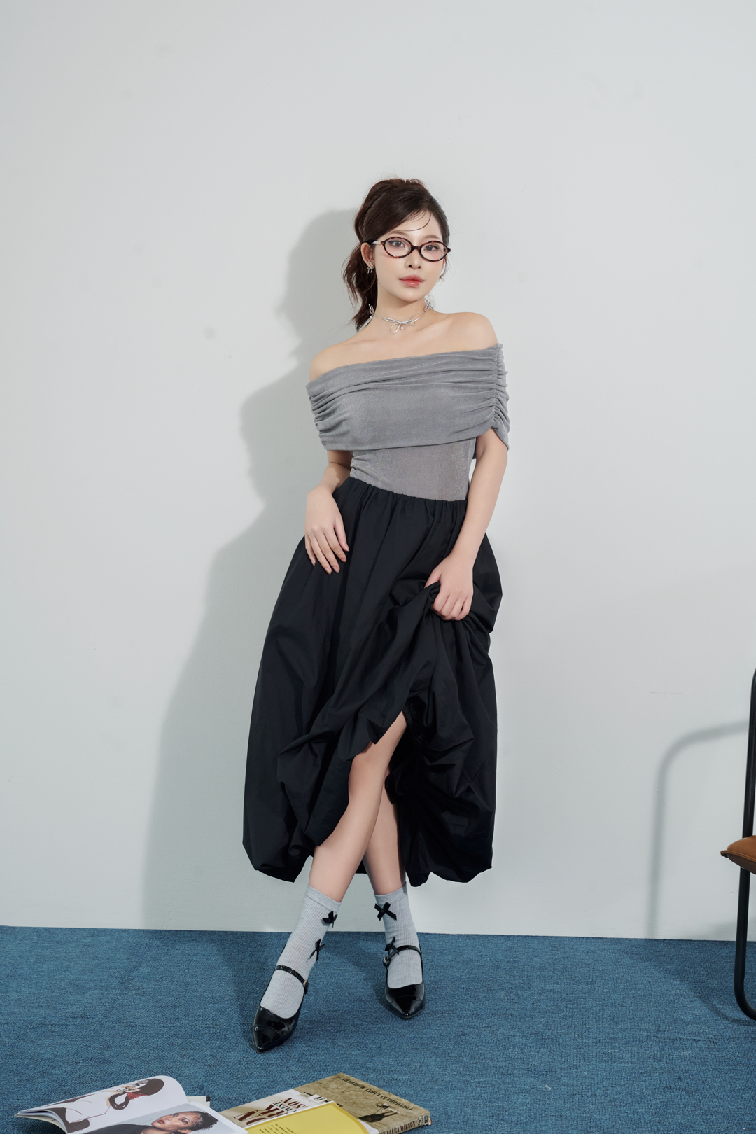 FJD51239 - Chân váy dạo phố nữ vải thô mỏng dáng xòe bí dài, cạp chun, túi sườn - JAN.