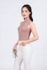 FAT5478 - Áo thun cao cấp vải len nhũ dáng ôm cổ cao không tay - PANTIO