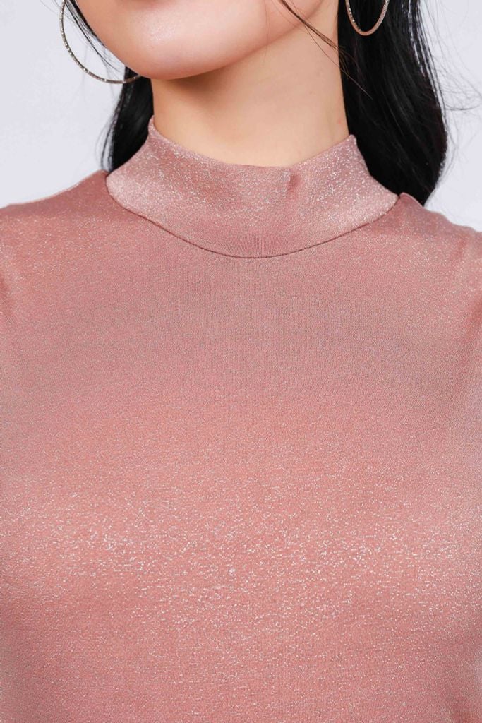 FAT5478 - Áo thun cao cấp vải len nhũ dáng ôm cổ cao không tay - PANTIO
