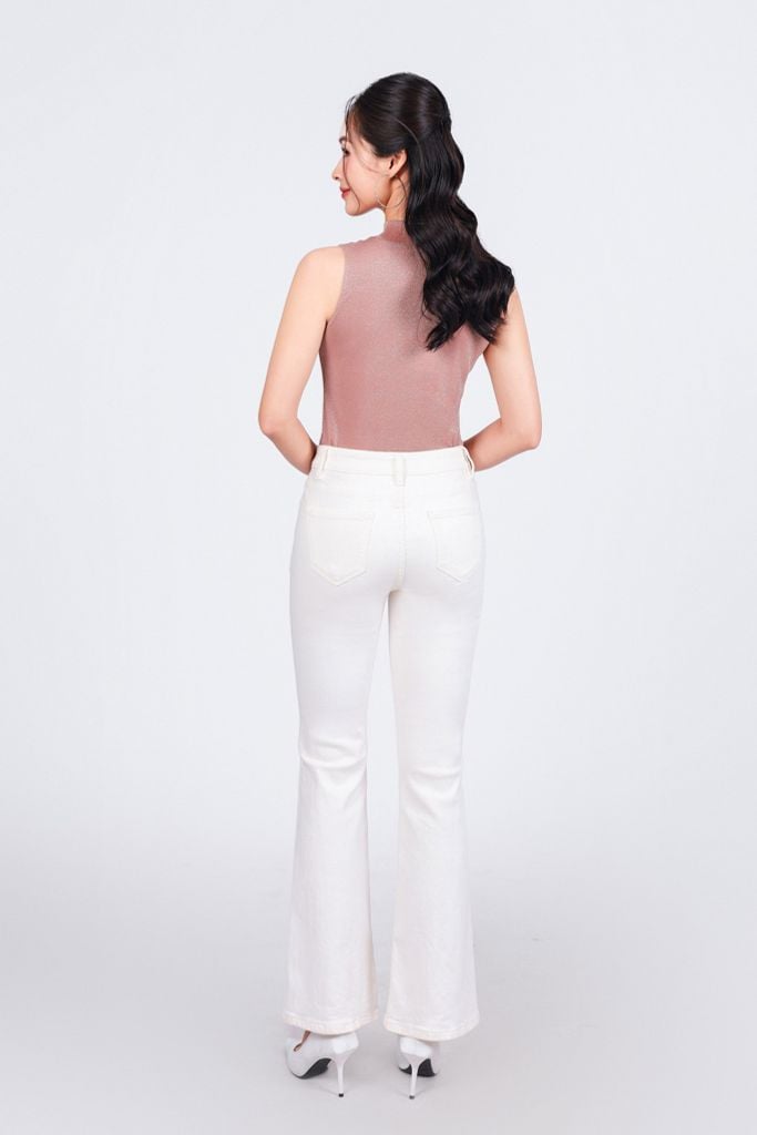 FAT5478 - Áo thun cao cấp vải len nhũ dáng ôm cổ cao không tay - PANTIO