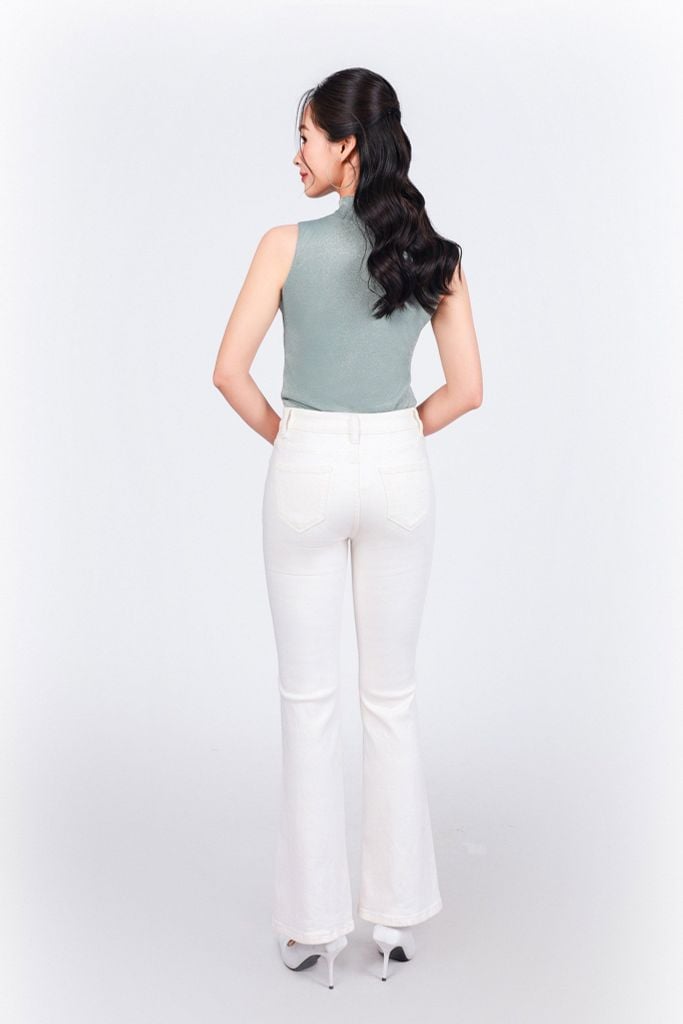 FAT5478 - Áo thun cao cấp vải len nhũ dáng ôm cổ cao không tay - PANTIO