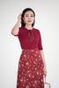 FAT7222 - Áo thun dệt kim dáng ôm, cổ đính nơ họa tiết tay lỡ - PANTIO