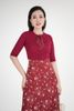 FAT7222 - Áo thun dệt kim dáng ôm, cổ đính nơ họa tiết tay lỡ - PANTIO