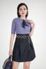 FAT7222 - Áo thun dệt kim dáng ôm, cổ đính nơ họa tiết tay lỡ - PANTIO
