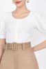 FAT7282 - Áo thun vải cotton dệt kim cổ vuông tay bồng thân pha nẹp trang trí cúc - PANTIO