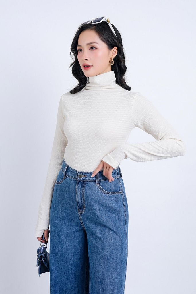 FQD51035 - Quần công sở vải cotton dáng suông dài ống rộng khoá thân trước - PANTIO