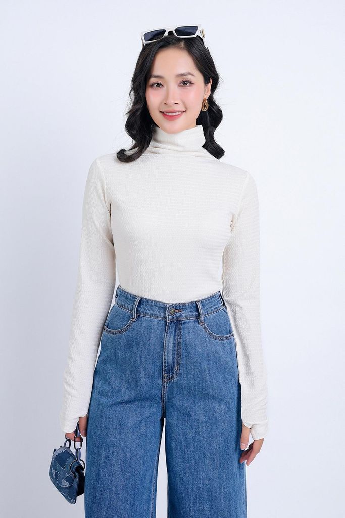 FQD51035 - Quần công sở vải cotton dáng suông dài ống rộng khoá thân trước - PANTIO