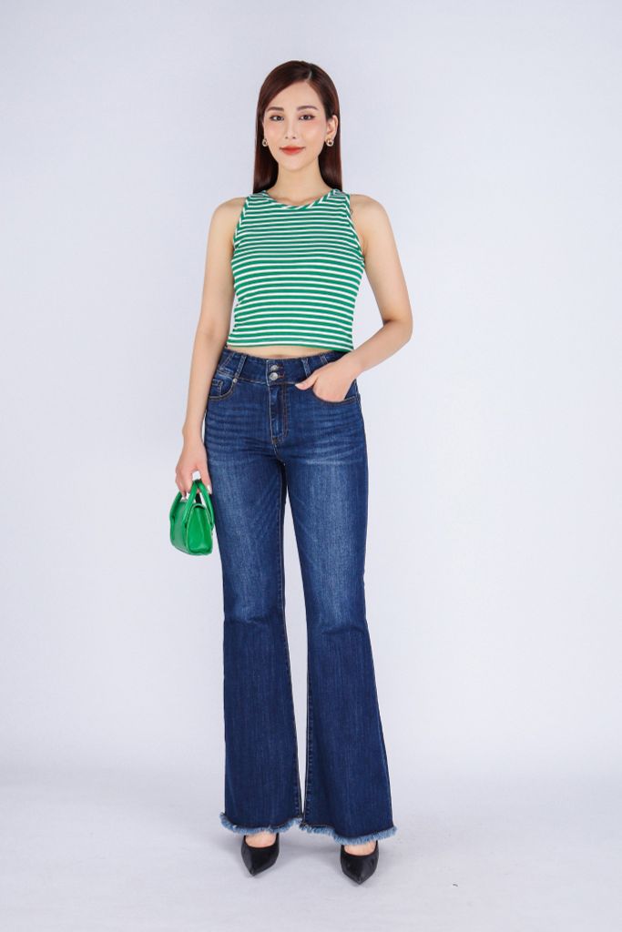 FAT7410 - Áo thun dạo phố vải cotton len dáng croptop cổ tròn không tay - PANTIO