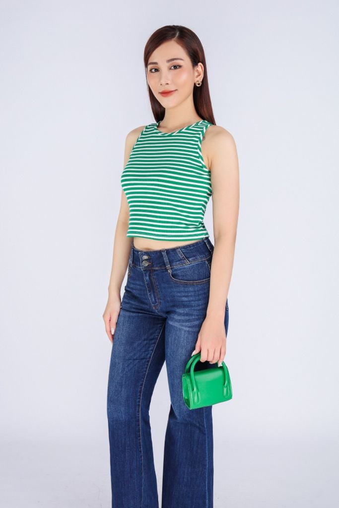 FAT7410 - Áo thun dạo phố vải cotton len dáng croptop cổ tròn không tay - PANTIO
