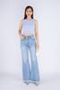 FQB168 - Quần jean cao cấp vải denim dáng loe ống vẩy gấu rút tua rua tạo kiểu - PANTIO