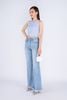 FQB168 - Quần jean cao cấp vải denim dáng loe ống vẩy gấu rút tua rua tạo kiểu - PANTIO