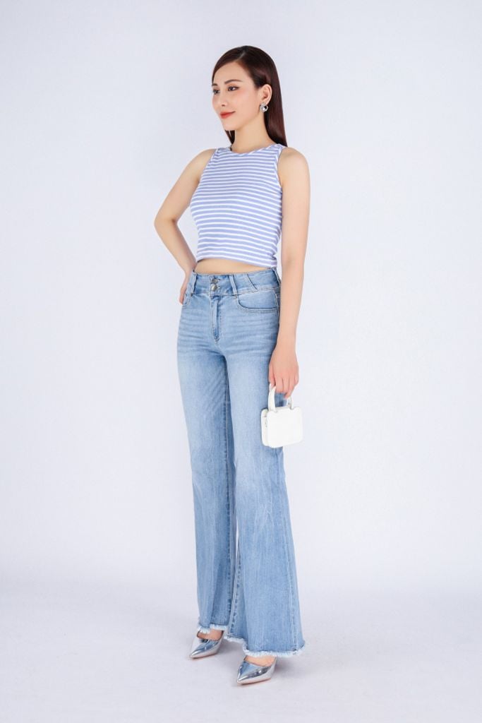 FAT7410 - Áo thun dạo phố vải cotton len dáng croptop cổ tròn không tay - PANTIO