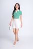 FAT7411 - Áo thun dạo phố vải len dáng croptop cổ đức phối vải thô tạo kiểu - PANTIO