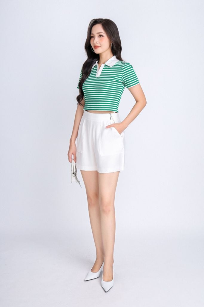 BQN13015 - Quần short dạo phố vải tuytsi dáng suông ống rộng cạp phối khoá bên hông trang trí - PANTIO