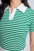 FAT7411 - Áo thun dạo phố vải len dáng croptop cổ đức phối vải thô tạo kiểu - PANTIO